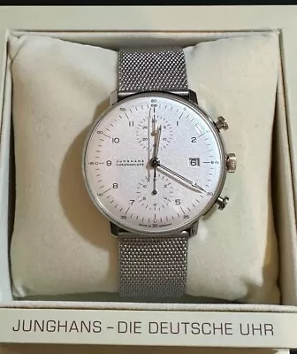 Junghans Max Bill Chronoscope Men's Watch Automatic Silver Dial Analog 027.4003 • $1170