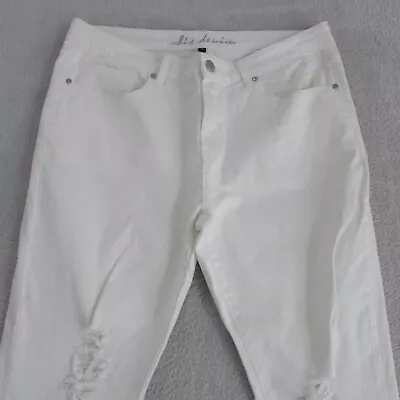 City Chic Jeans 14 L30 White Skinny High Ripped Denim Womens Stretch • $29.95