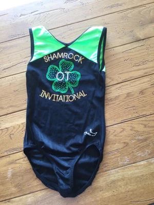 $8 • Buy DreamLights Leotard Adult Extra Small Green Black Shamrock