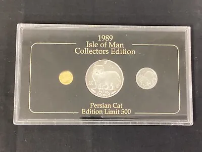 1989 Isle Of Man 3-Coin Set: 1oz Silver; 1/25oz Gold; 1/5oz Platinum - Slabbed • $699.99
