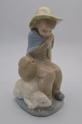 NAO LLADRO  LITTLE SHEPHERD  BOY With Rare Zaphir Makers Mark Stands 7 1/2  Tall • £44.95