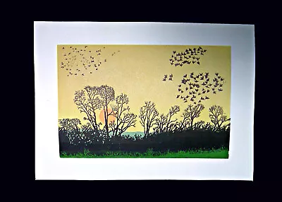 Starlings At Slimbridge • Hand Printed Linocut Lino • £10