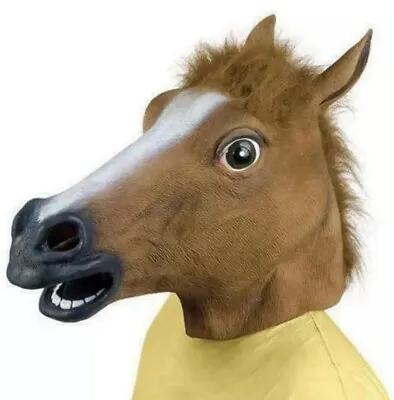 £7.79 • Buy Rubber Horse Head Mask Panto Fancy Party Cosplay Halloween Adult Costume
