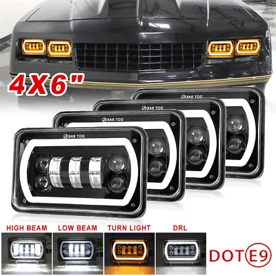 Fit Chevrolet Monte Carlo SS Custom 1980-1988 4PCS 4x6  Headlights LED DRL Halo • $84.89