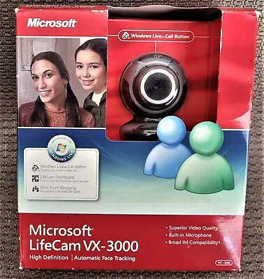 Nib! Microsoft Lifecam Vx-3000 Webcam Model #: 1076 (68a-00007) Computer Camera • $24.95