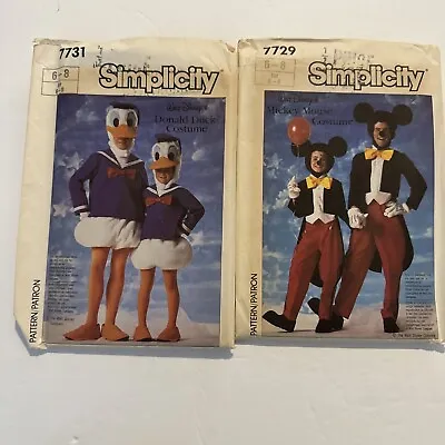 UNCUT Simplicity 7731 Donald Duck & Mickey Mouse Costume Pattern Adult Sz 6-8 • $15.19