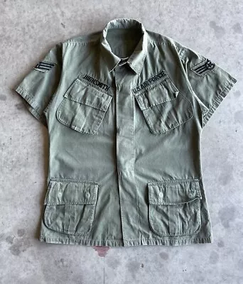 Vintage 60s US Military Slant Pocket OG107 AirForce Shortsleeve Shirt Med • $49.49