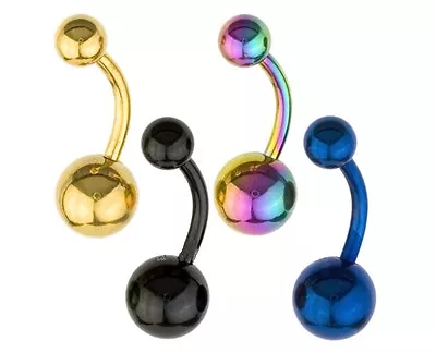 14 Gauge TITANIUM ANODIZED 316L Surgical Steel Belly Bar Ring Navel Piercing  • $4.99