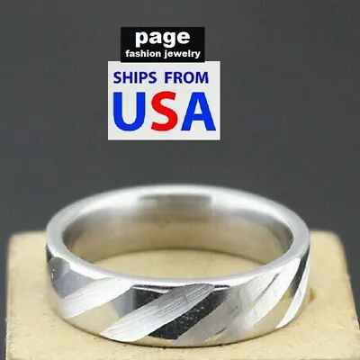 Unique Design Polished W/Brushed Groves Stainless Steel Rings- Sizes 7 - 11.5 • $3.99