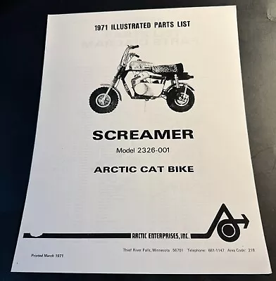 1971 Arctic Cat Screamer Mini-bike Parts Manual Copy P/n 2326-001 • $15.99