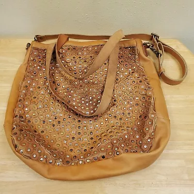 Old Trend Modern Vintage Leather Tote Bag Weekender Purse Studded • $59.95