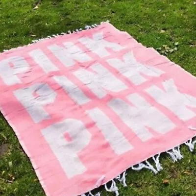 $12 • Buy Pink VICTORIA'S SECRET Beach Blanket Throw 50IN X 60IN New