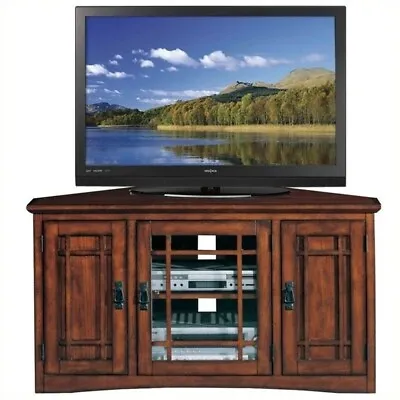 Leick Furniture Mission 46  Corner TV Stand With Storage In Oak • $390.66