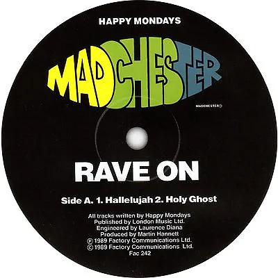 £2 • Buy Happy Mondays Rave On Record Label Vinyl Sticker. Factory Records. Madchester