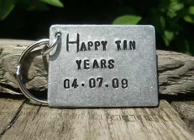 Happy TIN Years 10th Anniversary Gifts Keyring Ten Years Personalised Keychain • £12.99