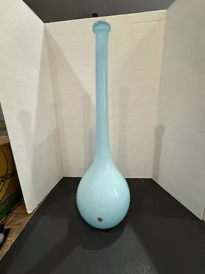 Vtg Blue Long Necked Cased Murano Glass Lamp Base • $170