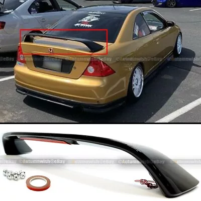 For 01-05 Honda Civic 2DR Glossy Black Trunk Spoiler Wing LED Brake Light Lamp • $68.99