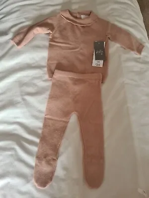 Mrs Hinch Baby Girls 2 Piece Cashmere Outfit Knitted Dusky Pink • £6