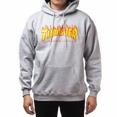 Thrasher Skateboard Magazine Hood Grey Flame Print Australian Seller Skate Shop • $97.86