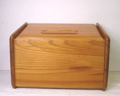 Vintage Lift Top Bread Box Wood Rustic Primitive Country Kitchen Wooden Large • $129.99