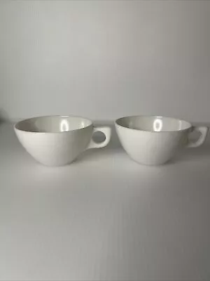 MCM Color-Flyte Melmac White Set Of 2 Tea Coffee Cups • $14.99