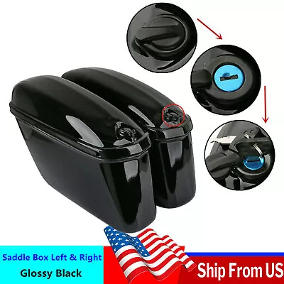 Motorcycle Side Case Hard Trunk Saddle Box Left & Right ABS Plastic Glossy Black • $82.65