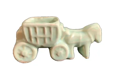 Miniature Pottery Planter Donkey Horse W/ Cart Wagon Stagecoach  McCoy? Vintage • $10.99
