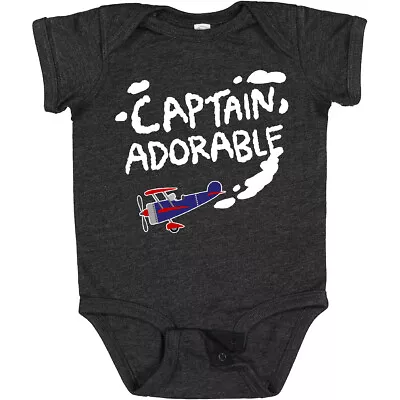 Inktastic Captain Adorable Plane Baby Bodysuit Boy Airplane Travel Clouds Cute • $19.99