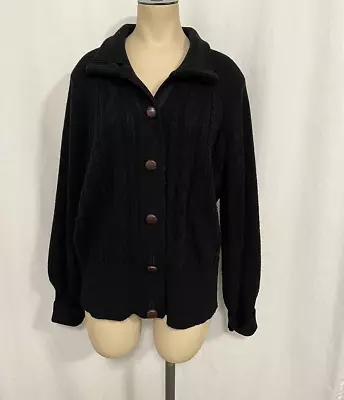 J Crew Cardigan Black Sweater Womens Size XL Long Sleeve Button Down Wool Blend • $12.95