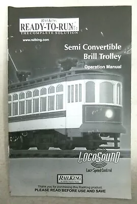 MTH RailKing Semi Convertible Brill Trolley Operation Manual Model Train Booklet • $9.99