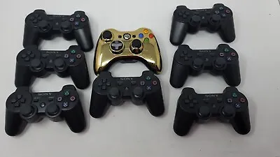 $149 • Buy Lot Of 7 Sony PS3 Dualshock Controllers + Gold Xbox 360 Controller UNTESTED