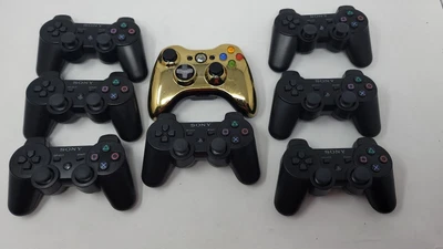 $149 • Buy Lot Of 7 Sony PS3 Dualshock Controllers + Gold Xbox 360 Controller UNTESTED