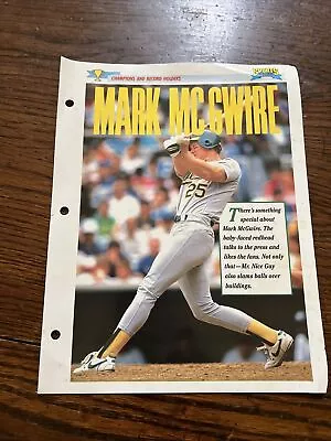 Vintage 1993 Mark McGwire MLB Baseball Oakland A's Sports Pages Bio Picture • $7.99