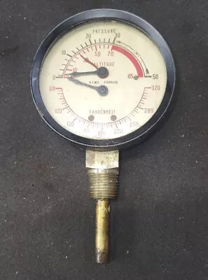 Vintage Jas. P Marsh Pressure Altitude Temperature A.S.M.E. Standard Gauge 320F • $12