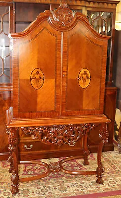 Inlaid Satinwood French Tall Completely Restored China Liquor TV Cabinet MINT! • $2950