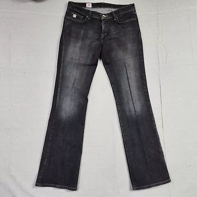 X2 Denim Laboratory Jeans Womens 8 Black Medium Wash W20 Flare Leg Stretch 33x33 • $10.65
