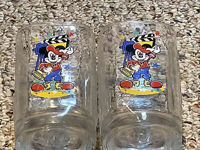 Walt Disney's Mickey Mouse Square McDonalds 2000’s Glass Cups Set Of 2 Hollywood • $21.59