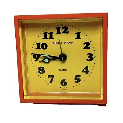 Phinney Walker Alarm Clock 1960’s Mid Century Modern Vintage MCM Orange Square • $49