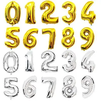 $3.99 • Buy 16 /40'' Silver Gold Blue Pink Foil Balloons Number Birthday Party Baby Kids Dec