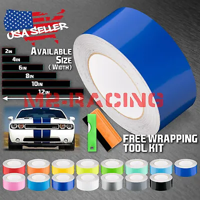 Gloss Color Racing Stripes Vinyl Wrap Rally Decals Stripe Sticker 10FT/20FT Long • $9.99