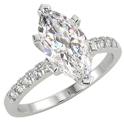 1.16 Ct Marquise Cut VS1/H Solitaire Pave Diamond Engagement Ring 14K White Gold • $2335.50