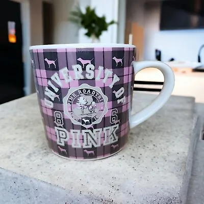 Victoria's Secret Pink Plaid Puppy Print Coffee Mug Cup University Of Pink 86  • $15.99