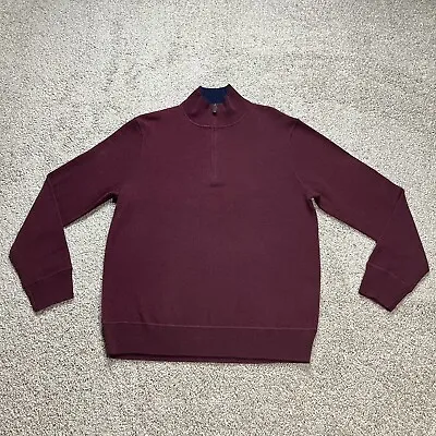 Polo Ralph Lauren Maroon 100% Cashmere 1/4 Zip Mockneck Knit Sweater Mens Size M • $79.95