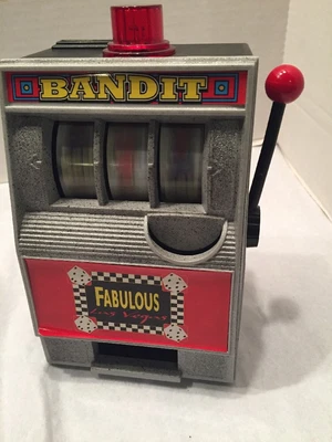 $17 • Buy Vtg Las Vegas One Arm Bandit Bank Toy Red Graphics Gray Black