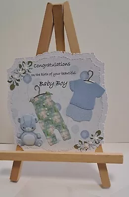 Luxury Handmade Card Topper New Baby Boy • £1.99