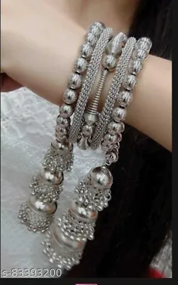 Ethnic Traditional Bollywood Style Silver Oxidized Adjustable Indian Bracelets • $13.99