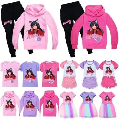 Girls APHMAU T-shirt Hoodies Sweatshirt Jumper Tops Holiday Party Dress Outfit • £18.99
