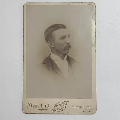 Antique Photo Man Mustache Portrait Circa Late 1800s Cabinet Card Marshall MO • $9.98