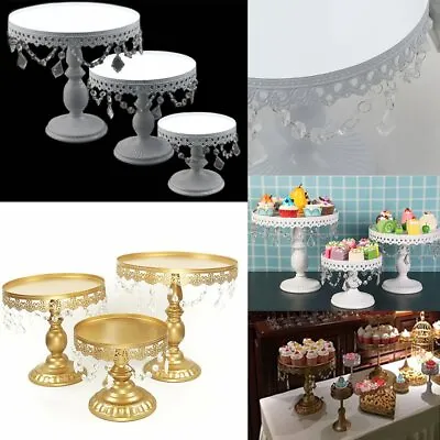 Cake Stand W/ Crystal Round Metal Wedding Party Display Tower 8/10/12'Xmas Gift • £13.01