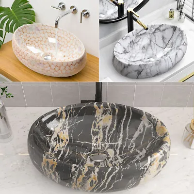 Bathroom Basin Sink Hand Wash Counter Top Various Colours Marble Effect Ceramic • £62.95